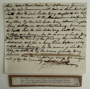 1788-1790 Robert Treat Paine Signed Manuscript Re Luke Day Shay’s Rebellion
