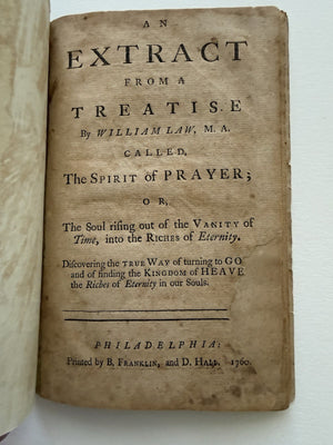 1760 Benjamin Franklin Imprint William Law