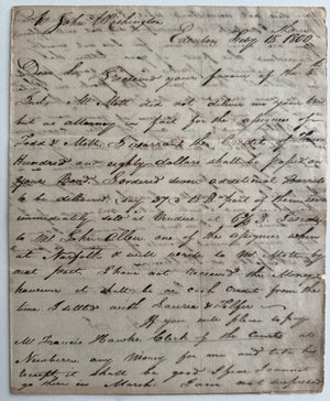 1800 Edenton NC Merchant Letter & Account Statement, Norfolk VA Trade