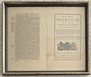 1795 King George Act Of Parliament, Framed