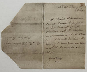 1790s Thomas Paine ALS Requesting Meeting With Richard Brinsley Sheridan