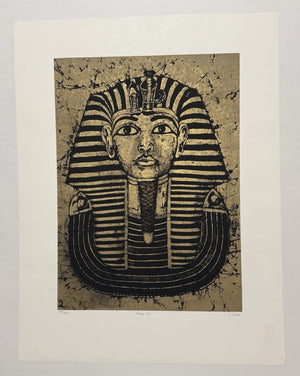 Exquisite Limited Edition Golden Lithograph Of King Tut Death Mask.