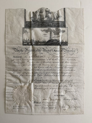 Ship Passport Signed By James Monroe And John Quincy Adams