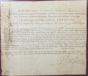 1796 Document Signed By NJ Governor Richard Howell