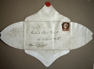 Charles Dickens Letter Envelope With Rare Penny Stamp