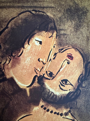 Chagall, hand signed print, Couple en Ocre