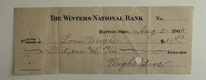 1909 Check Signed Wright Brothers