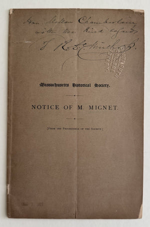 1860 Robert C. Winthrop Presentation Copy – Notice of M. Mignet
