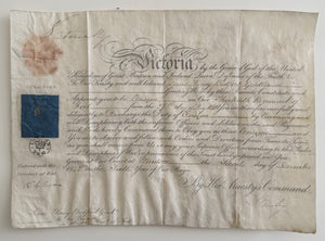1842 Appointment Document Signed By Queen Victoria