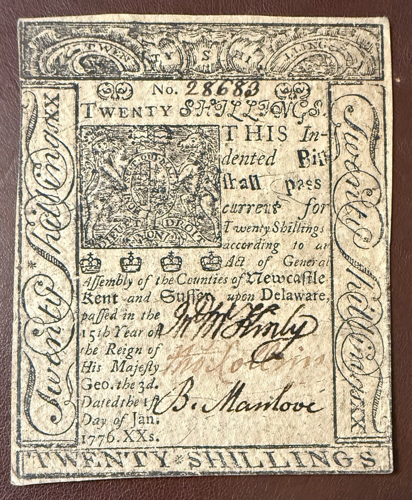 1776 Delaware Colonial Currency Note 