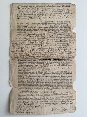 1752 Colonial Massachusetts Land Deed