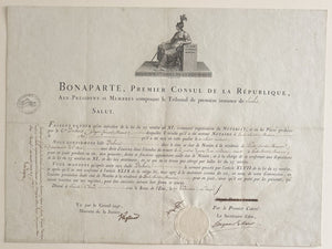 Napoleon Bonaparte Signed Military Order to Berthier — First Consul, Army of the Rhine, January 14, 1800