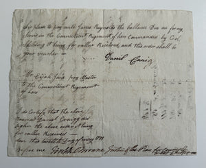 1783 Revolutionary War Pay Order Colonel Sheldon Connecticut Regiment Of Horse