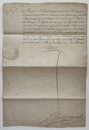 1744 Versailles Letter Signed Louis