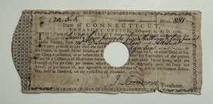 1781 Connecticut Revolutionary War Cessation Bond With Endorsements
