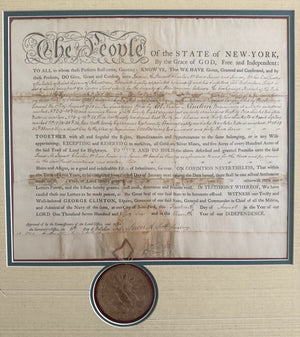 1786 Land Patent Signed By Governor Clinton.