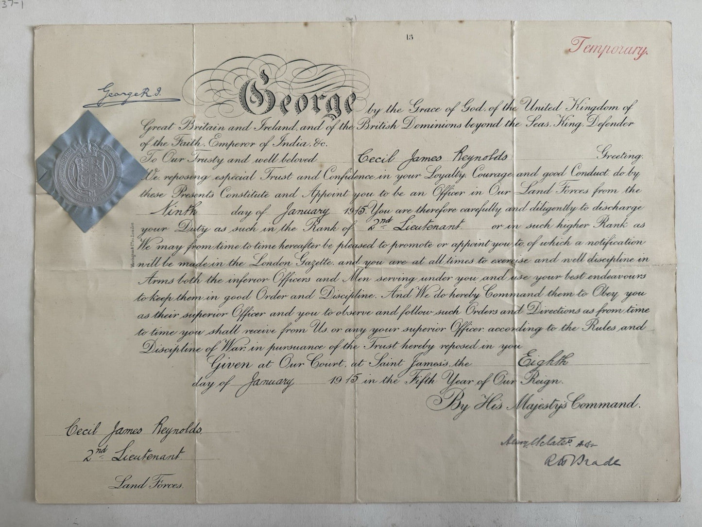 King George Signed Military Document 