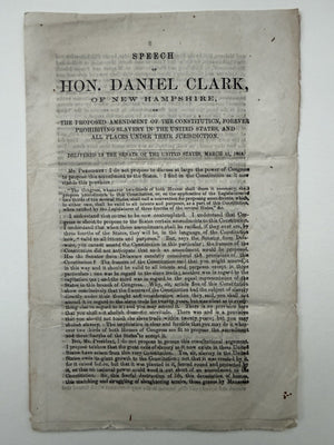 1864 Anti-Slavery Pamphlet Daniel Clark Speech 13th Amendment