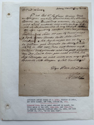 1710 Johannesburg Abeel ALS Signed Letter Albany Mayor Colonial Dutch Pre-Rev.