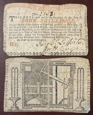 New York City “Water Works” colonial currency note