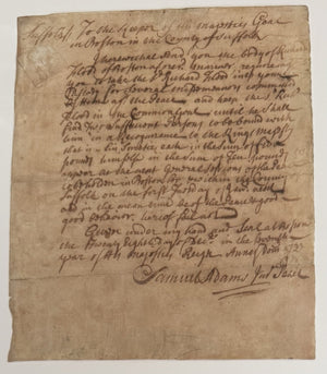 Sam Adams Sr. Signed Letter