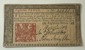 Colonial Currency 1776 New Jersey