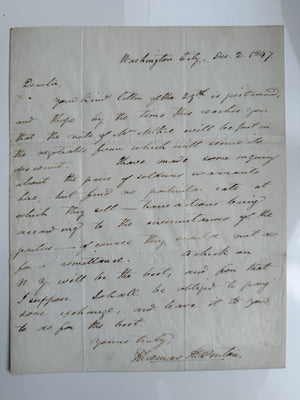 1847 Signed Letter By Thomas Hart Benton
