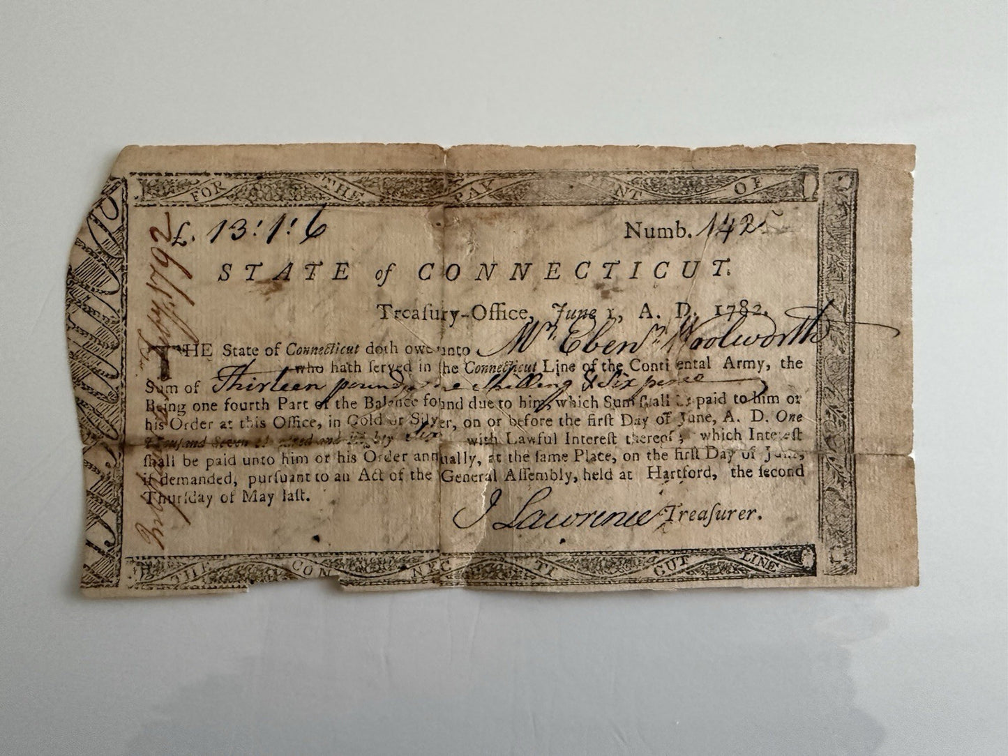 Connecticut Continental Currency  Woodworth