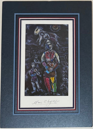 Chagall Hand-signed Print, Le Saltimbauque, matted