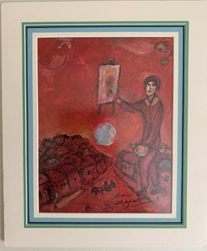 Chagall Hand-signed Print, The Easel, Matted