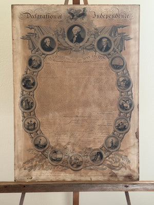 1819 John Binns Declaration of Independence Engraving. Early Pull, Printed by James Porter
