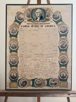 1833 Humphry Phelps Declaration of Independence | Original Hand-Colored Engraving