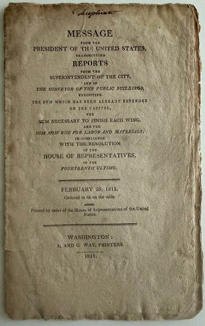 1811 American State Paper/Early Government Imprint