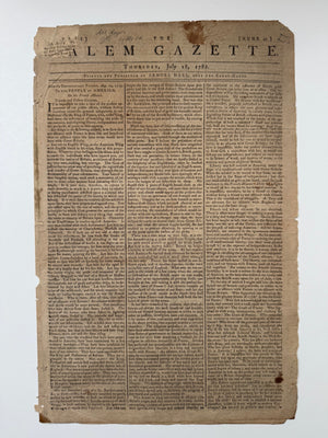 1782 Rare Revolutionary War Newspaper George Washington Celebrates the French Alliance