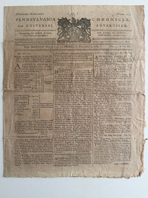 1769 Pennsylvania Chronicle Newspaper – Colonial Philadelphia – William Goddard – Pre-Revolutionary America