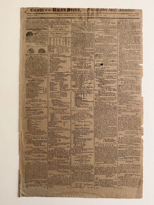 1799 Gazette of the United States – Philadelphia – John Adams Presidency – Early Federal Newspaper