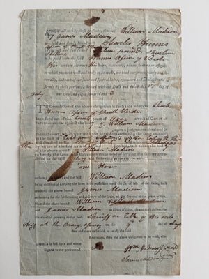 1806 Virginia Forthcoming Bond – Orange County Court – Early Printed Legal Form – Execution Against One Horse