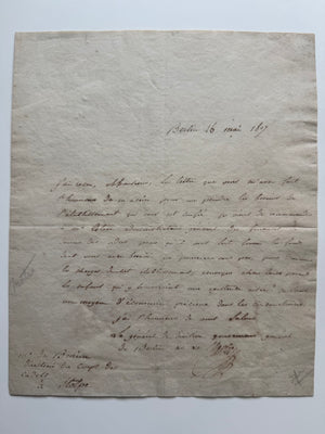 1807 Henri Jacques Guillaume Clarke Autograph Letter Signed – Governor-General of Berlin – Future Napoleon Minister of War
