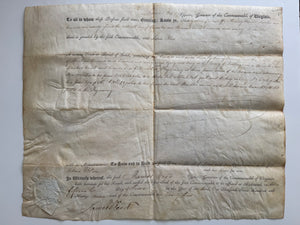 1799 Virginia Land Grant Signed by Governor James Wood – 207 Acres, Rockingham County – Adam Bloss