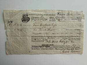 1800 Newburyport Massachusetts Bill of Lading – Ship Columbus – Captain Caleb Tappan – Bremen, Germany – Embossed U.S. Customs Seal