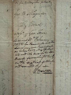 1833 Georgetown, D.C. Tobacco Inspector Bond – George B. Magruder – Original Municipal Manuscript – $3,000 Performance Bond