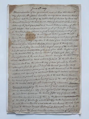 James Monroe — 1827 Paris Financial Agreement Concerning 20,000 Acres of Kentucky Land
