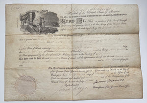 JAMES MONROE SIGNED 1817 PRESIDENTIAL LAND PATENT — WAR OF 1812 VETERAN — ILLINOIS MILITARY BOUNTY LAND