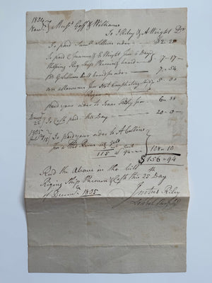 ORIGINAL 1804–1805 EARLY AMERICAN MERCHANT’S ACCOUNT — JOSHUA RILEY & WILLIAM WRIGHT
