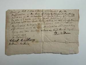 1793 ORIGINAL MARITIME BILL OF SALE — CAPTAIN ELIAS WILLIAMS — SCHOONER INDUSTRY
