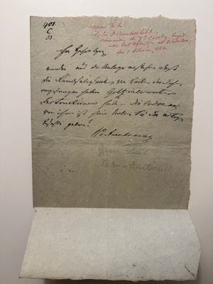 VON ARENTSCHILDT — GERMAN MANUSCRIPT NOTE WITH EARLY WATERLOO ATTRIBUTION