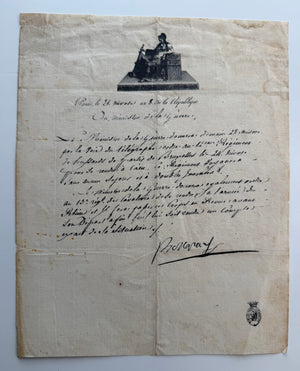 Napoleon Bonaparte — January 1800 Cavalry Orders to Berthier, Bearing “Bonaparte” Signature