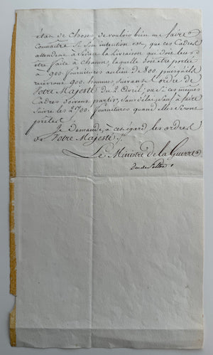 NAPOLEON I — ENDORSED 1812 REPORT ON EQUIPPING THE POLISH VISTULA LEGION