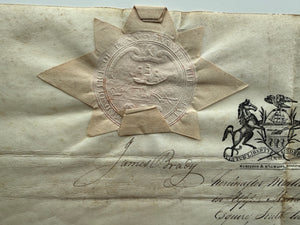 1823 Pennsylvania Land Patent—Wolfgang Family to Arthur Rogers—Schuylkill County—Large Commonwealth Seal