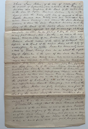 James Hoban, Architect of the White House — 1830 Bank of the United States Property Release